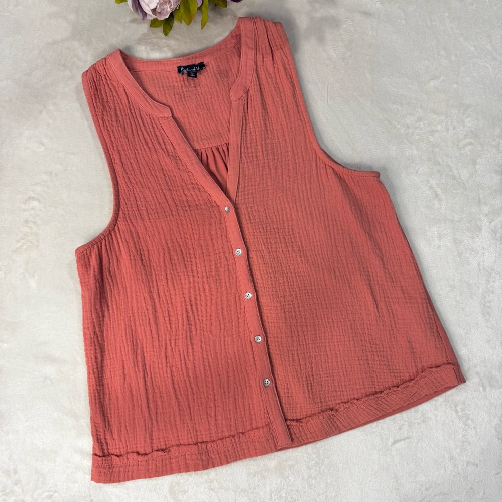 NWT Splendid Coral Button-Down Tank Top
